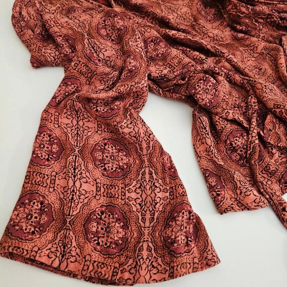 Free people Kaleidoscope top XS extra small bell sleeve tie boho drape blouse - Picture 2 of 16